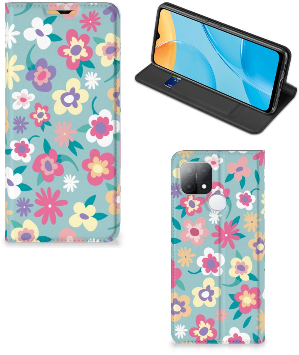Standcase Hoesje voor OPPO A15 Smart Cover Flower Power