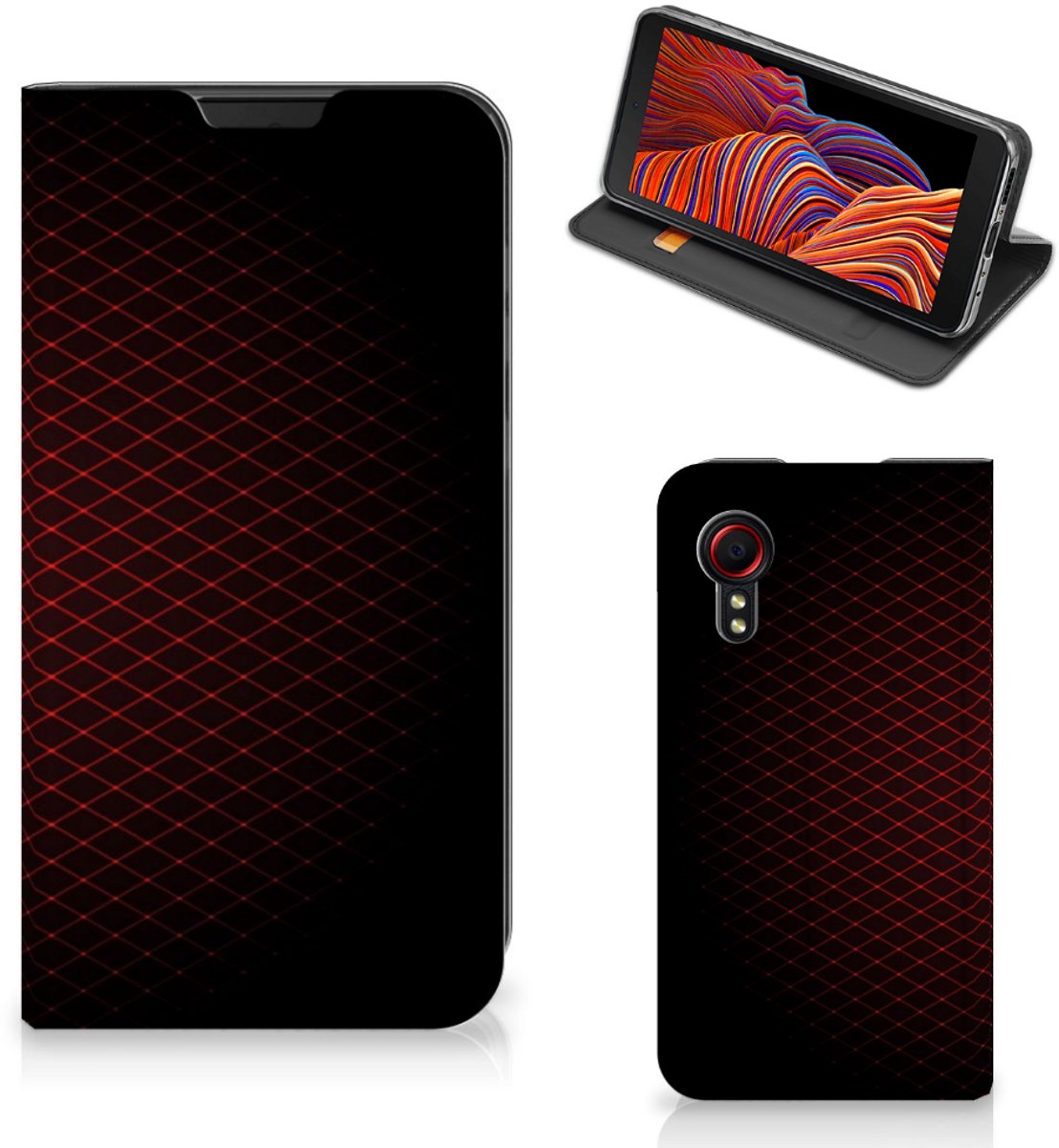 Samsung Galaxy Xcover 5 Hoesje met Magneet Geruit Rood