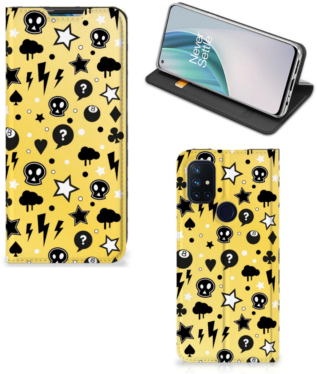 Mobiel BookCase OnePlus Nord N10 5G Punk Geel
