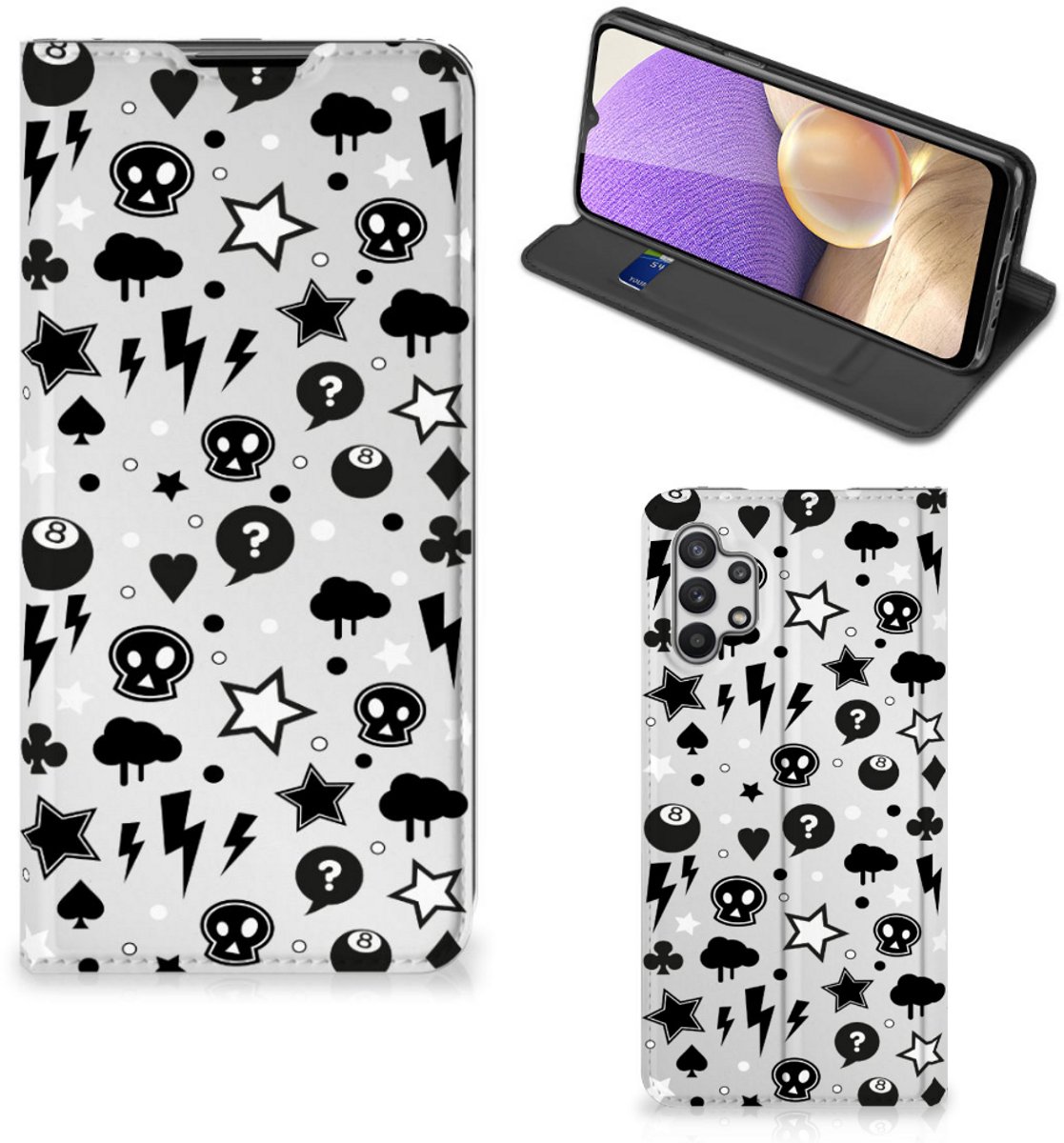 Mobiel BookCase Samsung Galaxy A32 5G Silver Punk