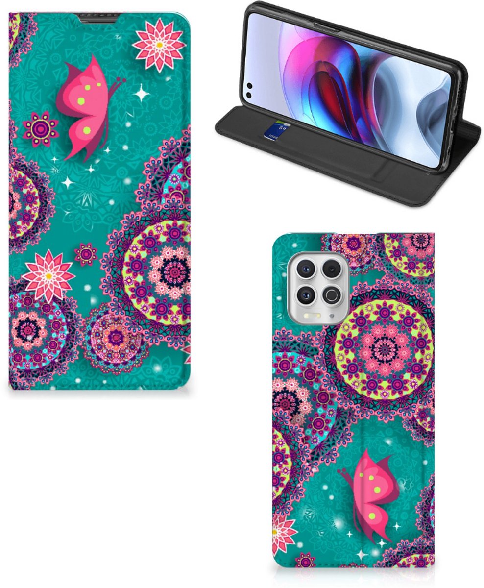 Motorola Moto G100 Bookcase Cirkels en Vlinders