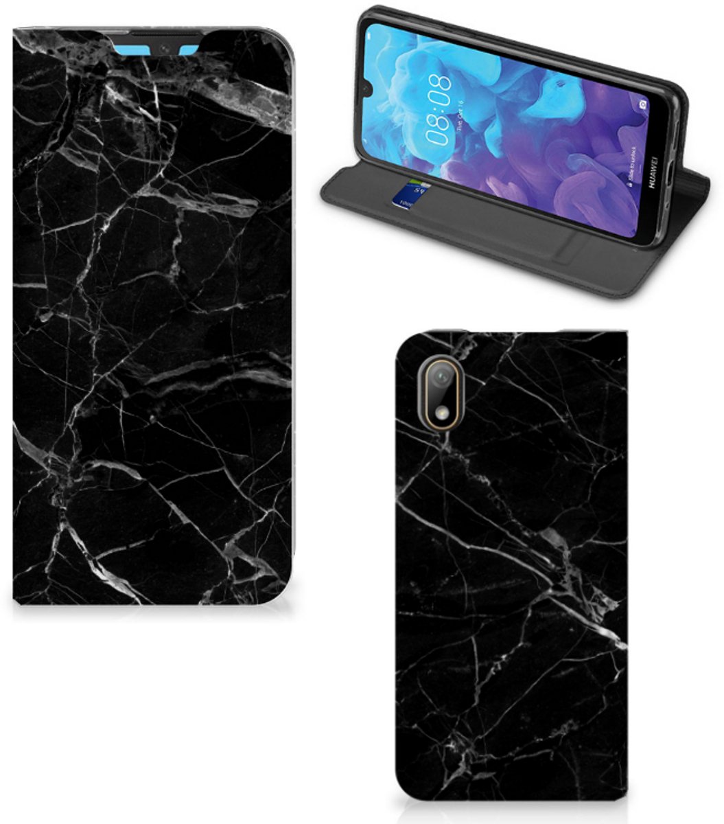 Huawei Y5 (2019) Standcase Marmer Zwart - Origineel Cadeau Vader