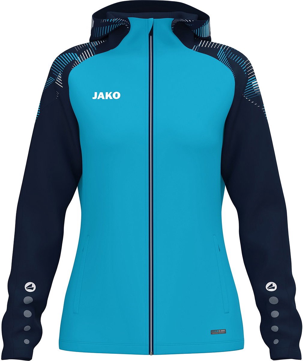 Jako Sonic Jas Met Kap Dames - Aqua / Marine | Maat: 42/44