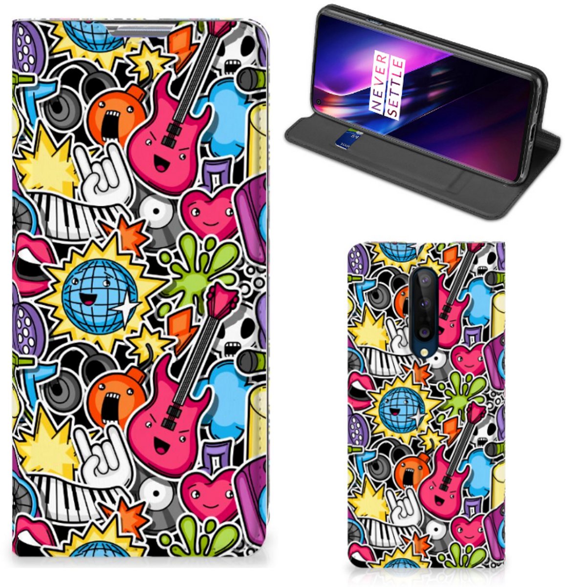 Book Case voor OnePlus 8 Hippe Standcase Punk Rock