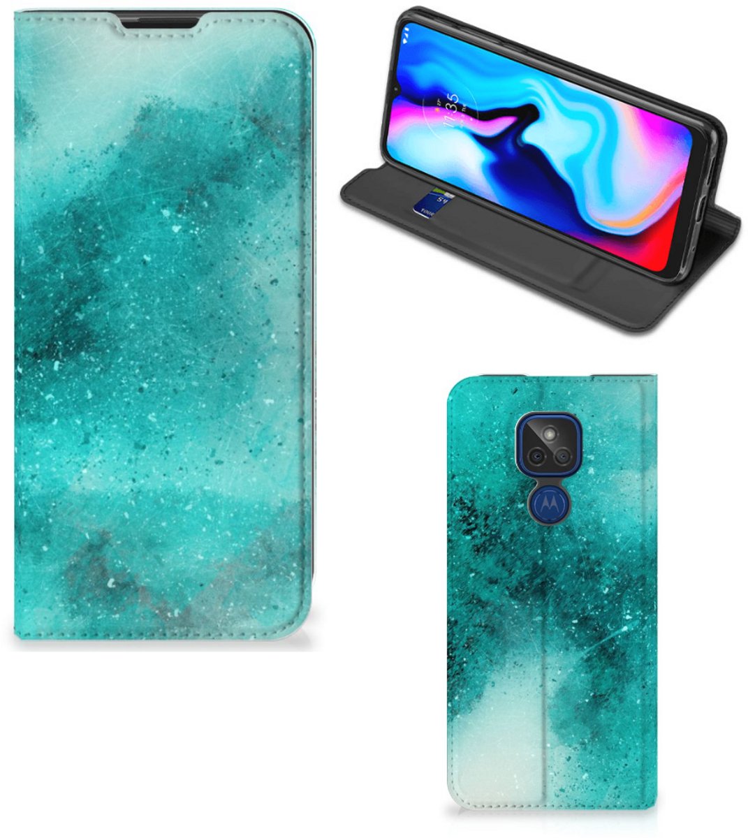 Bookcase Motorola Moto G9 Play Painting Blue