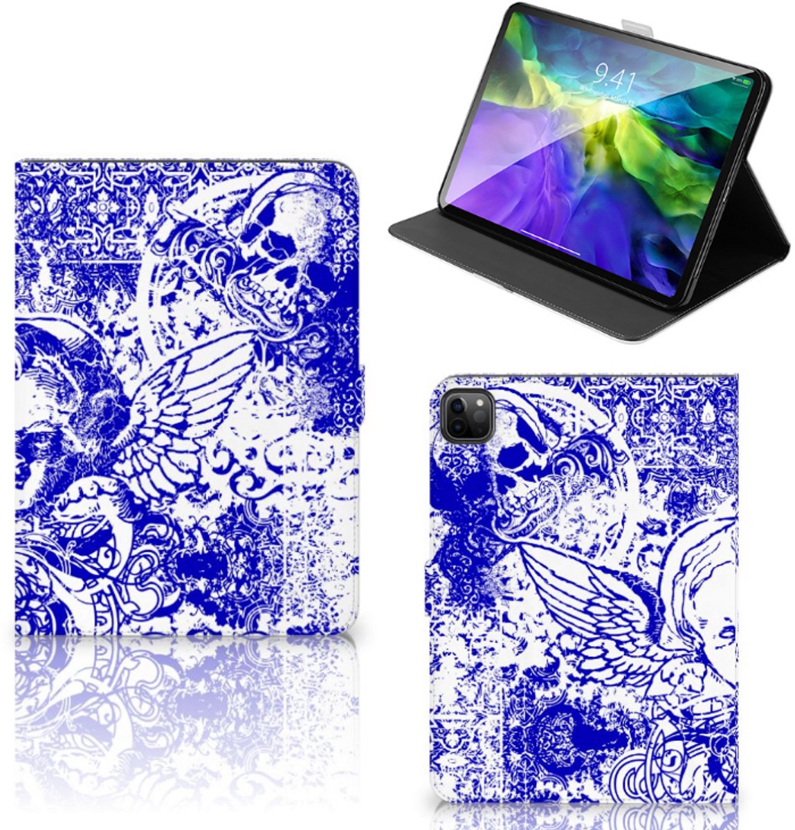 Tablettasje iPad Pro 11 2020/2021/2022 Angel Skull Blauw