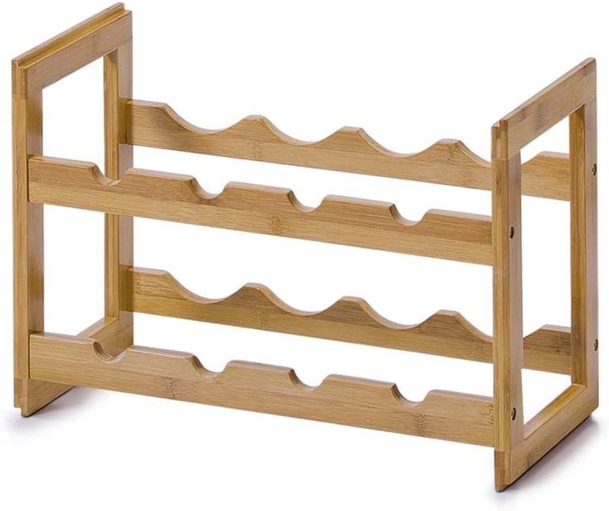 Wijnrek - Flessenhouder Bamboe - Wijn Opslag - Stapelbaar Ontwerp - 8 Flessen - Natuurlijk Hout