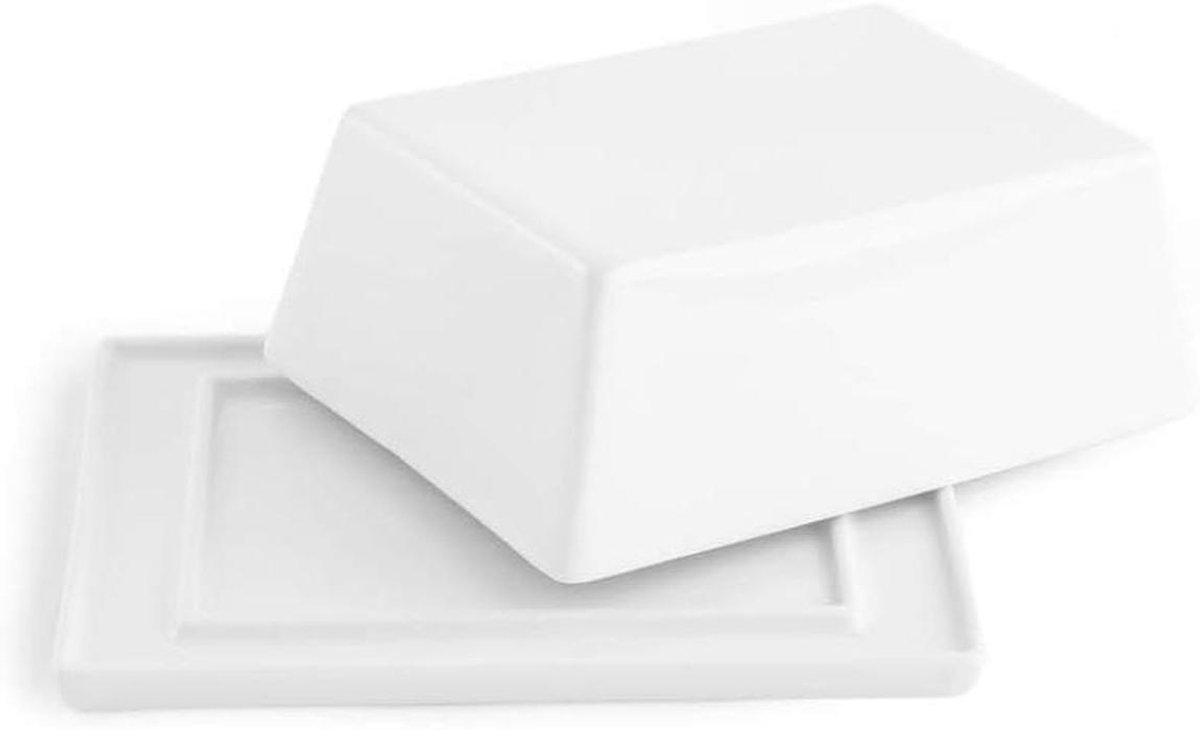 Botervloot - Voorraaddoos - Boter bewaren - Hygiënisch porselein - L 145 x B 105 cm - Wit