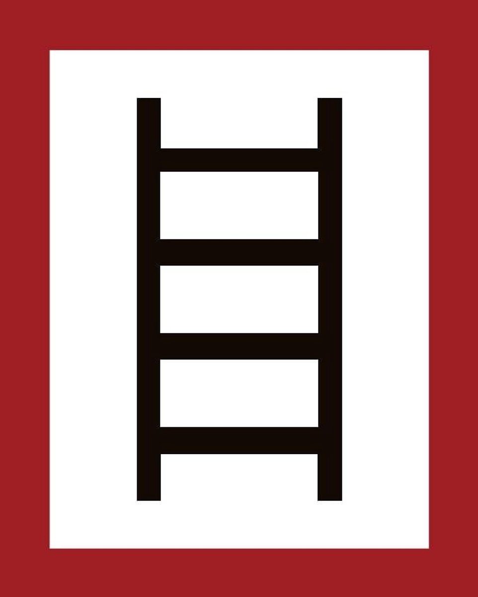 Instructiebord Ladder - Waarschuwingssticker Veiligheid - Veilig Werken - Conform DIN 4066 - 250 x 200 mm - Grijs