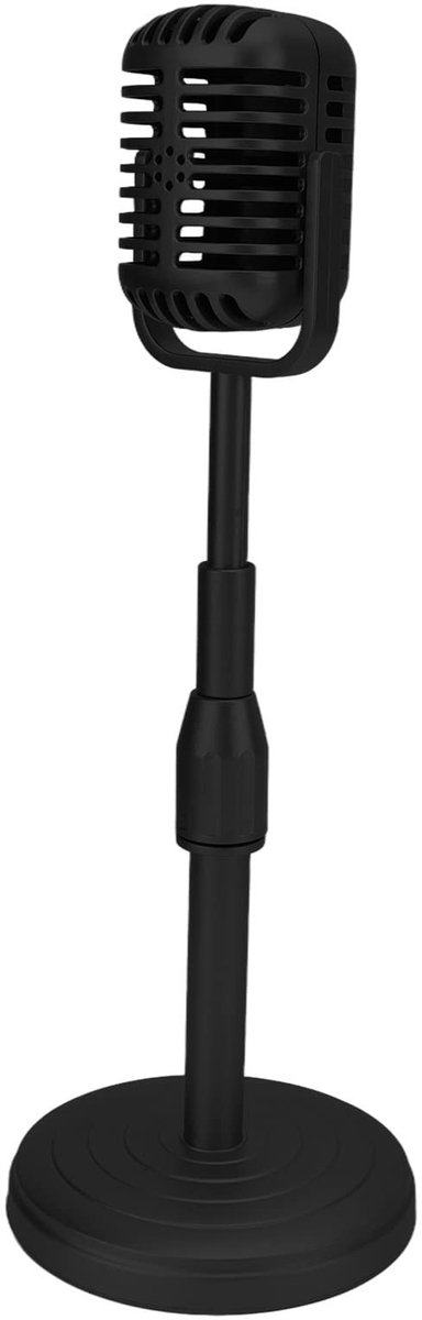 Allecto - Vintage Prop Mic Simulatie - Retro Stijl Microfoon - Stabiele Basis - Zwart - Fotografie Accessoire - Decoratief - Ouderwets Model