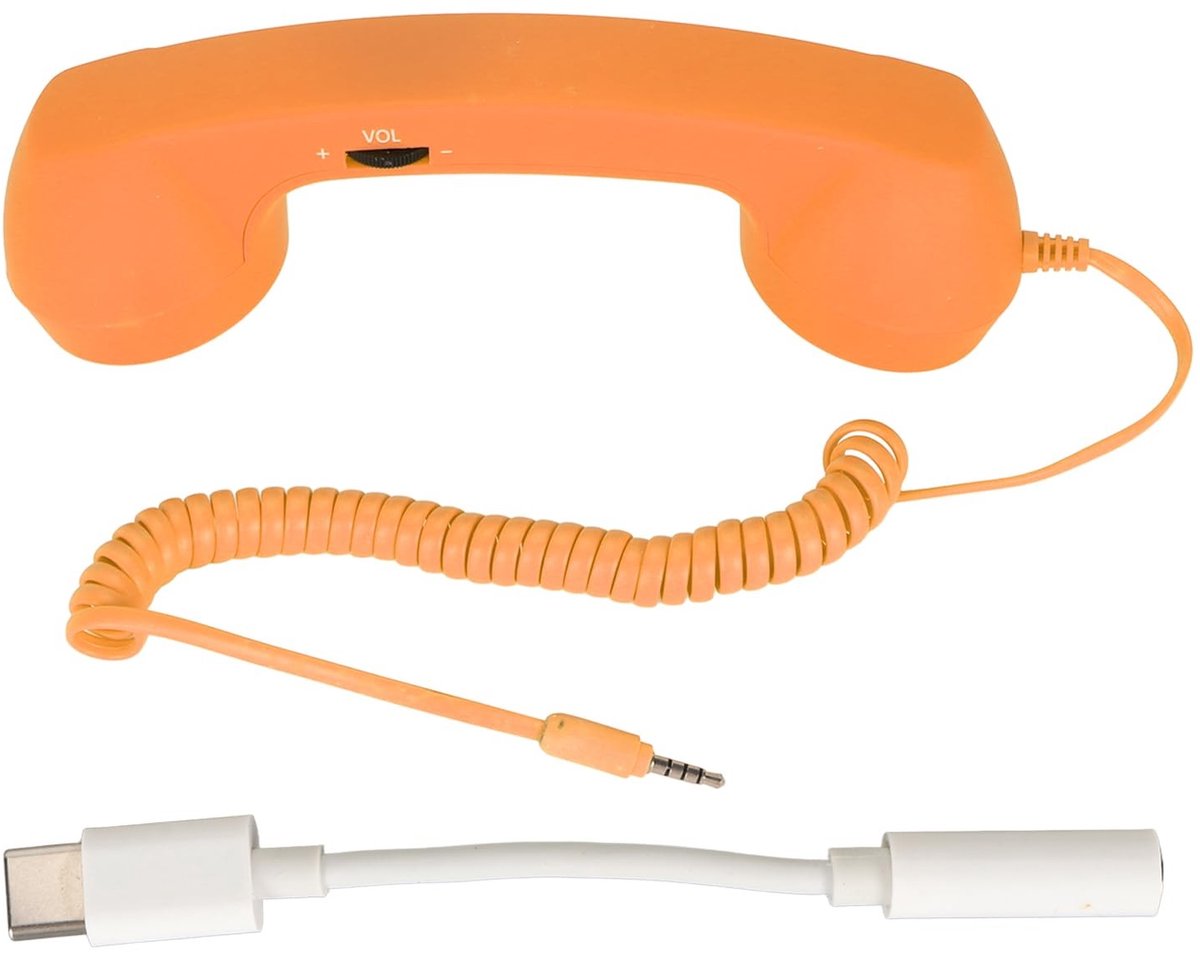 Store_7 - Vintage Retro Telefoonhoorn - Stralingsbestendige Telefoonontvanger - Oranje - HD Audiokwaliteit - Geschikt voor Smartphone - 3,5 mm Aans...