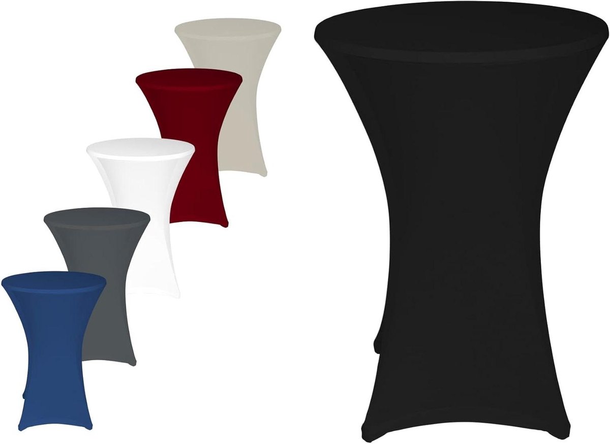 Statafelhoezen Set - Bistro Tafelhoezen - Feestelijke Decoratie - Strijkvrij Materiaal - Ø 70-75 cm - Zwart