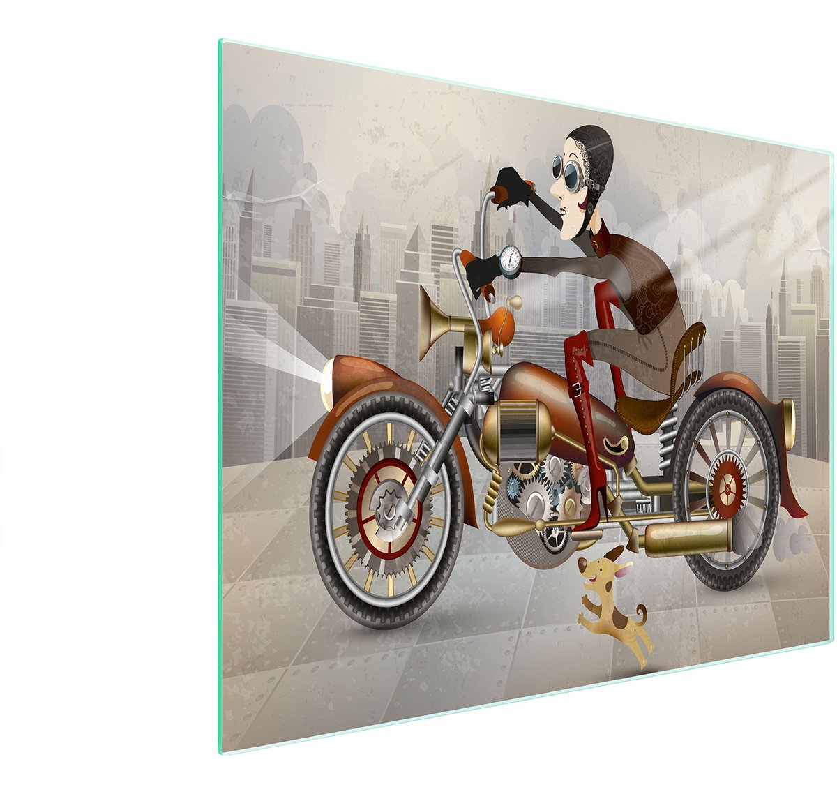 TMK ArtDeko - Snijplank van gehard glas - 52x30 cm - Motief Motorfiets