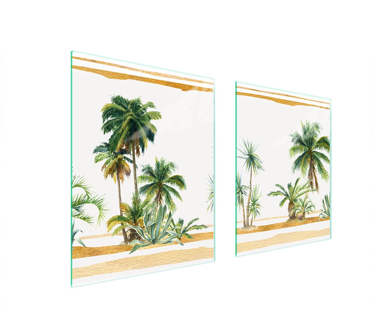TMK ArtDeko - Snijplank - Beschermende Glazen Plaat - 85x52 cm - Palmenprint
