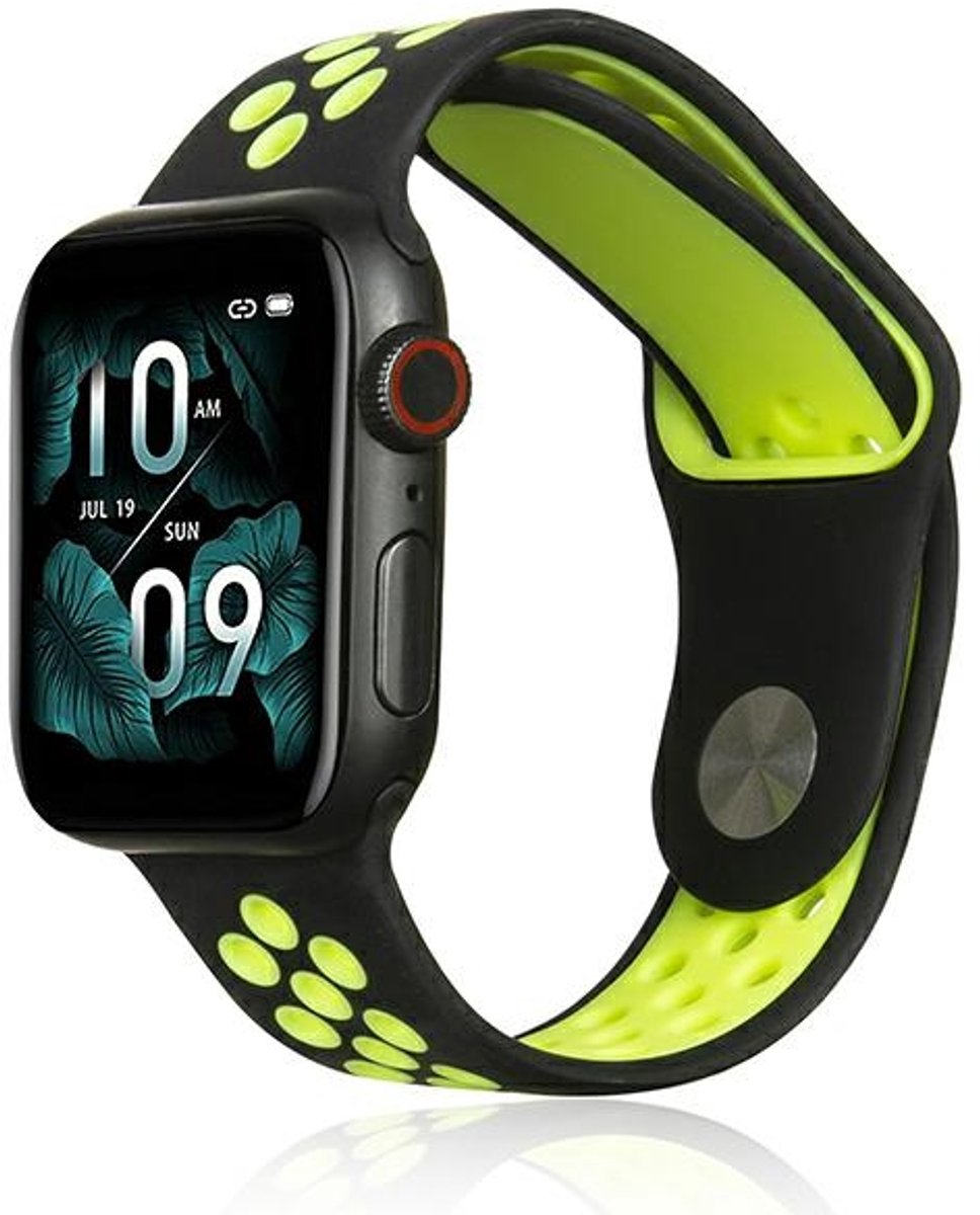 Beline Apple Watch Sport Siliconen band 42/44/45/49mm zwart-lime zwart/lime