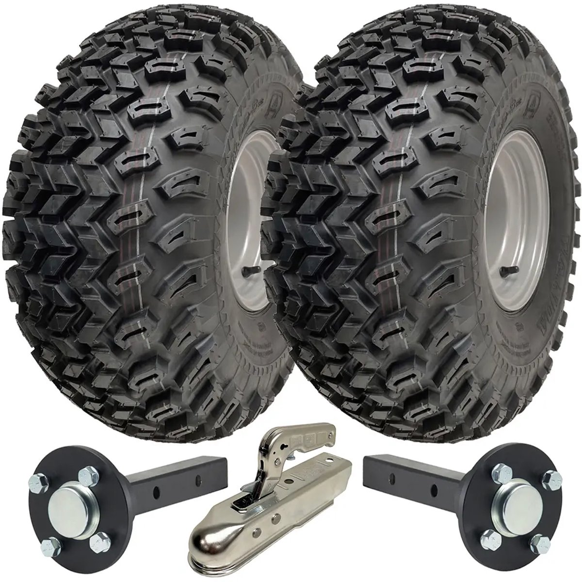 22x11.00-8 Aanhangwagenkit voor utiliteits-ATV’s en quads, P334-wielen, assen en trekhaak, laadvermogen 900 kg