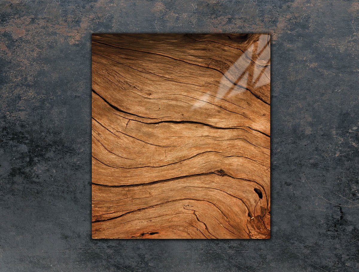 TMK ArtDeko - Snijplank - 45x52 cm - Glas - Houtmotief