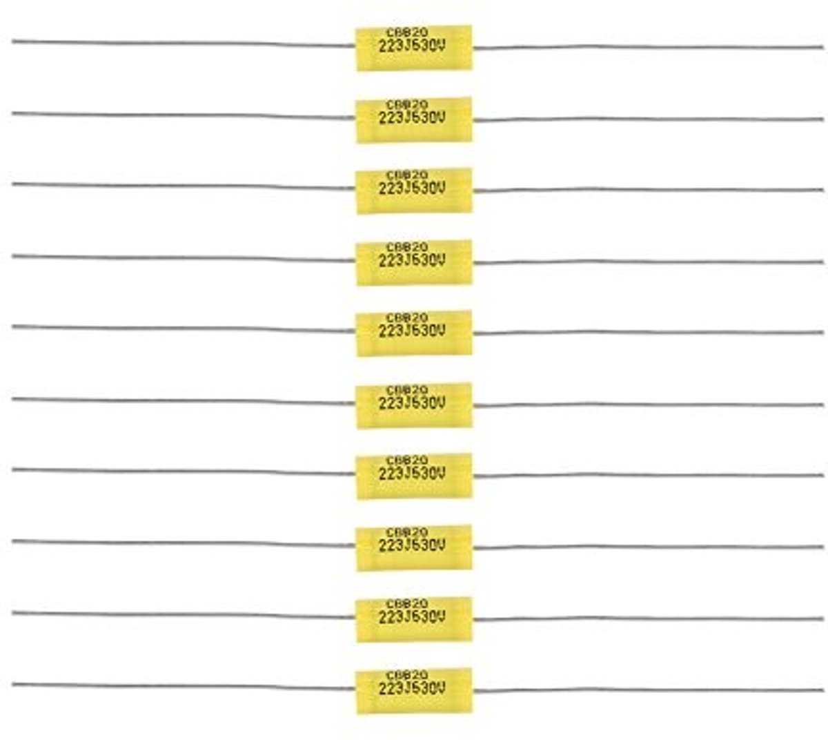 Allecto - Axiale Polyesterfilm Condensatoren 0.022uF 630V - 10 Stuks - Ideaal voor Radioversterkers - Betrouwbaarheid - Lange levensduur - Hoogwaar...