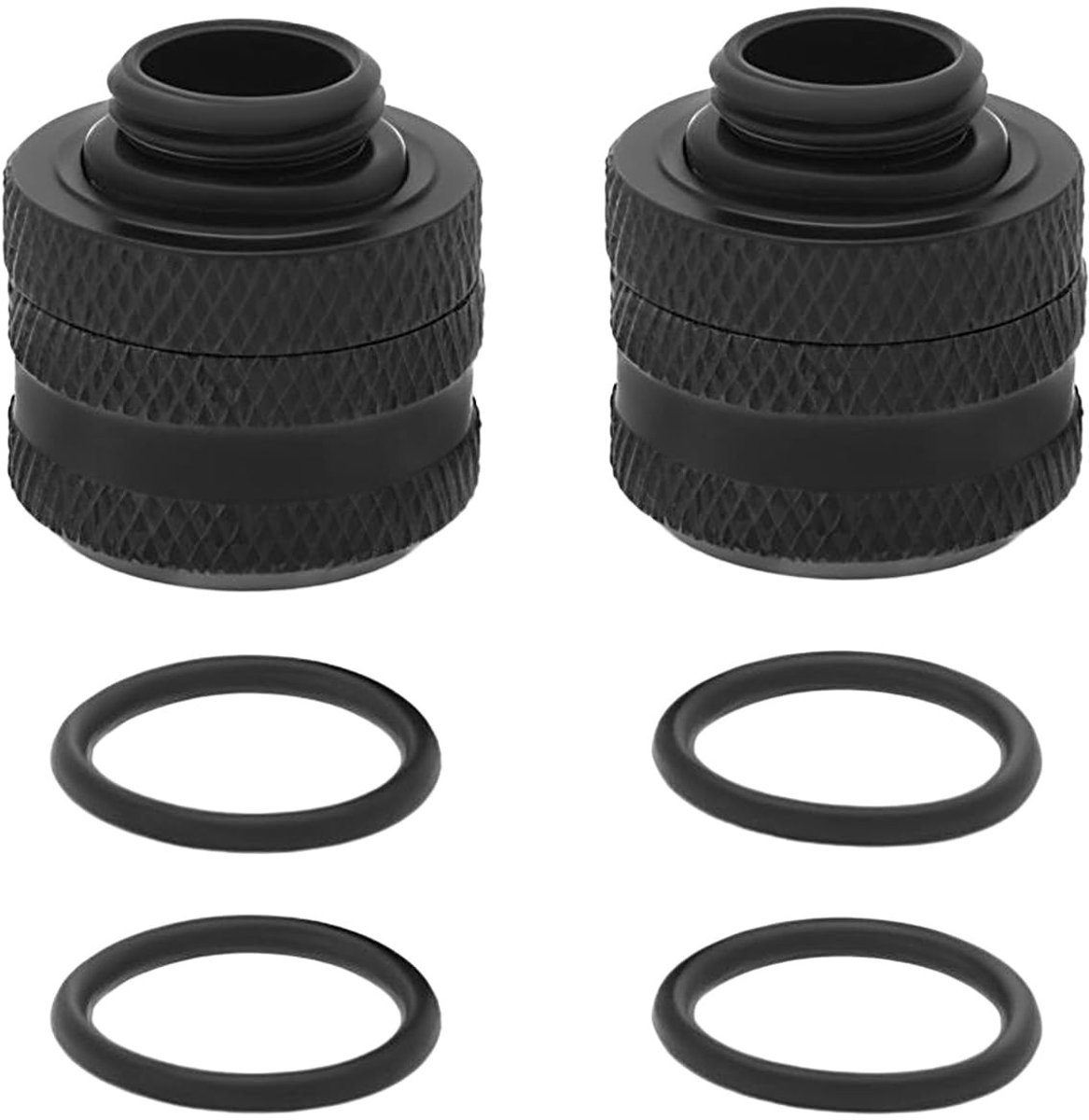 Allecto - PC Waterkoeling Fitting - Compressie Fitting - Zwart - Anti-Off Fitting - Geschikt voor PETG/PMMA Buis - 14mm Binnendiameter