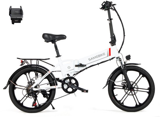 Samebike 20LVXD30 Elektrische Fiets – 250W Motor – 48V 10.4Ah Uitneembare Accu – 20" All-Terrain Banden – 7 Versnellingen – Opvouwbaar – Max 25 km/h – LED Verlichting – Wit
