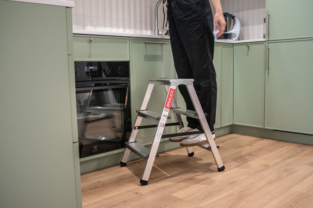 Baulich Opvouwbare aluminium ladder voor huishouden - 3 treden dubbelzijdig met antislip - werkhoogte 219 cm, max. belasting 120 kg – foto 6