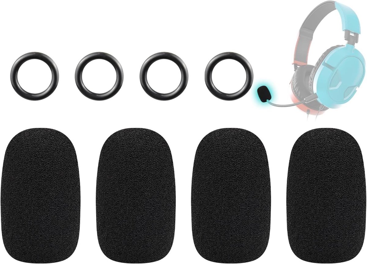 4 Stuks Beschermende Microfoon Schuimhoes Popfilter voor Headsets en Gaming Microfoons, Windscreen voor Turtle Beach en andere Merken