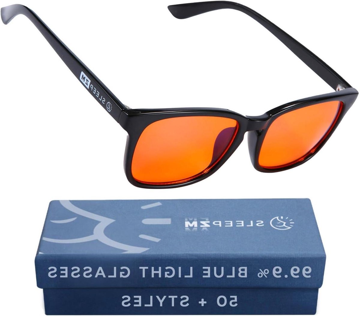Blauwlichtblokkerende Bril - Computer bril - Schermtijd verminderen - 999% oranje lens - 145 cm breed - Zwart