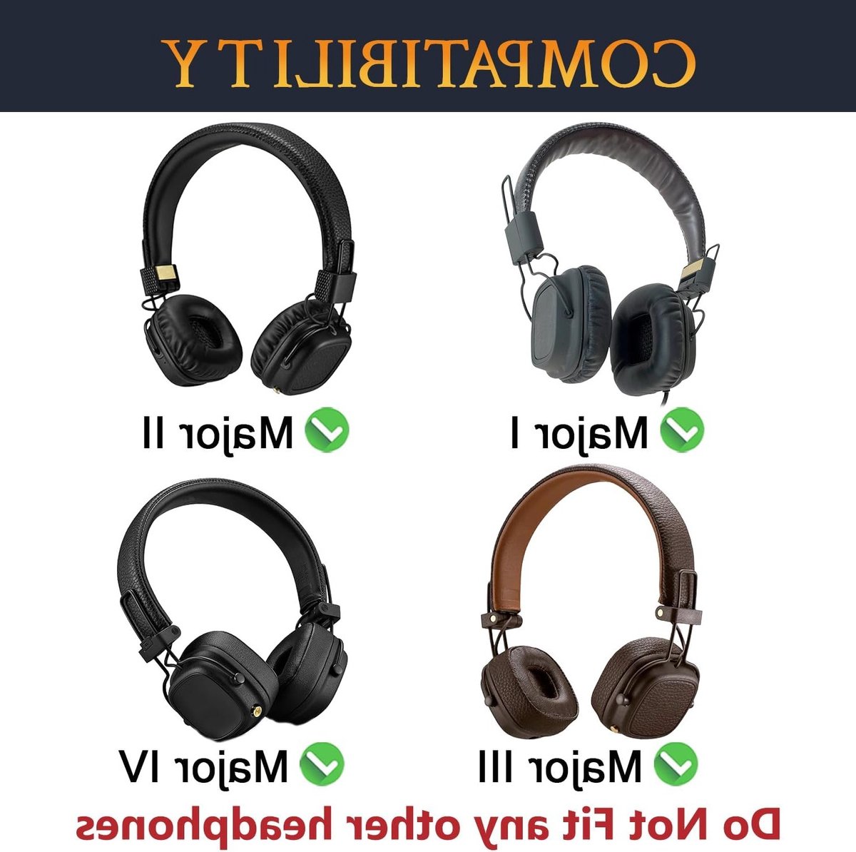 Comfortabele Vervangende Oorkussens voor Marshall Major Hoofdtelefoons met Gel en Geluidsisolatie, Geschikt voor I/II/III/IV/V Modellen