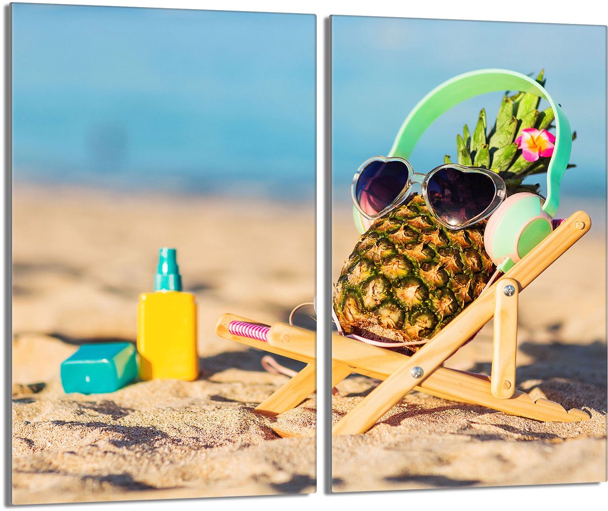 TMK ArtDeko Ananas Serie - Glazen Beschermplaat - 2x30x52 cm - Veelkleurig
