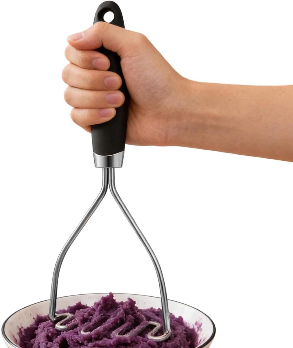 Aardappelstamper - Keukengerei - Maaltijdbereiding - Roestvrij staal - 26 cm - Zilver