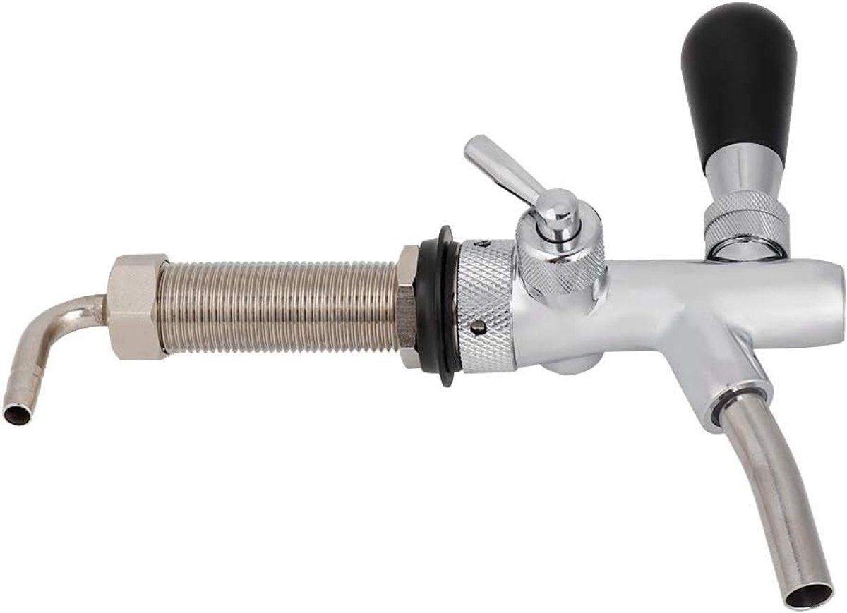 Verstelbare biertap met doorstroomregelaar - 4 inch tapkit voor ambachtelijk gebrouwen tapbier, herbruikbare verpakking en eenvoudig te installeren
