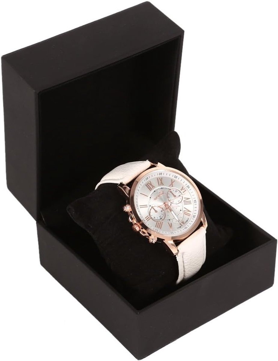 Elegante Zwarte Horlogedoos van PU Leer voor Horloges, Sieraden en Oorbellen - Perfecte Opbergoplossing en Cadeau voor Elke Gelegenheid