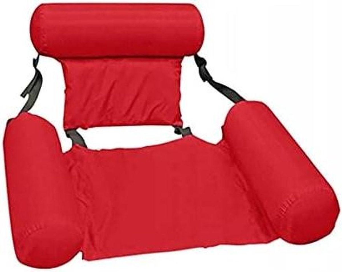 Opblaasbare hangmat - Waterstoel ligstoel - Zwemmen ontspannen - Ergonomisch ontwerp - 120 x 100 cm - Rood