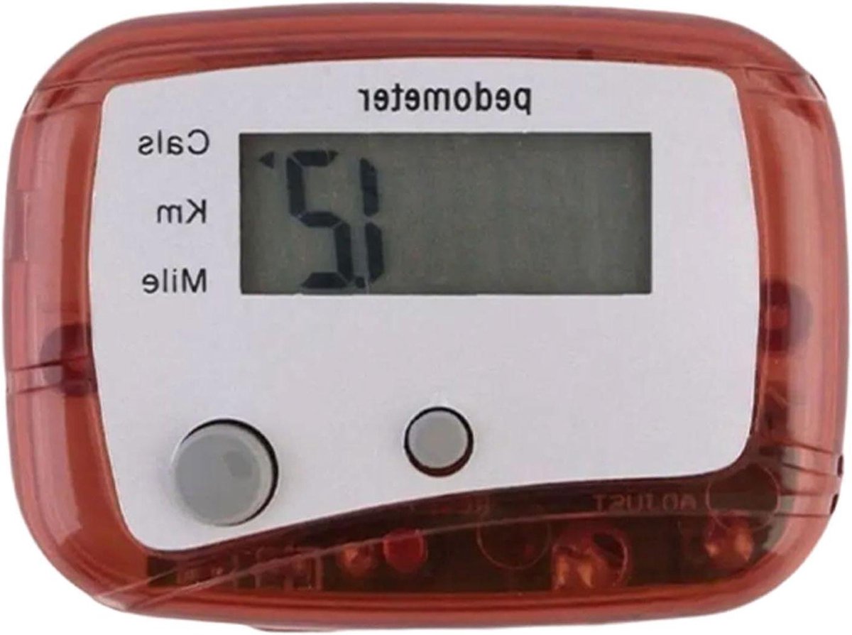 Stappenteller - Calorieënteller - Gezondheid bijhouden - Eenvoudig in gebruik - 6 x 4 x 4 cm - Rood