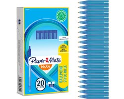 Paper Mate InkJoy 100RT-balpennen met drukknop | Medium punt (1,0 mm) | Blauw | 20 stuks