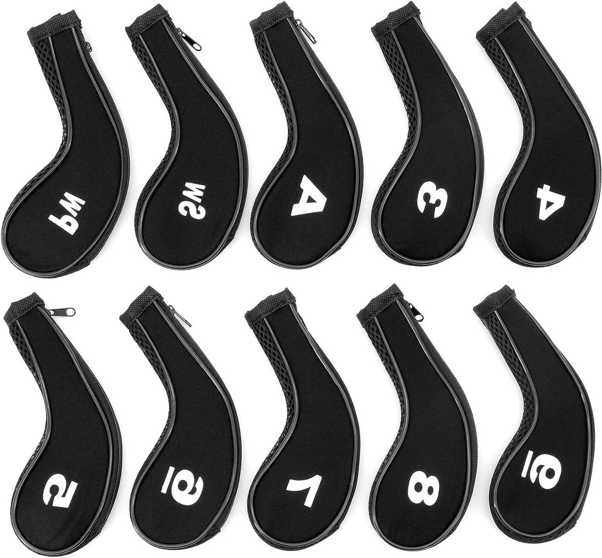 Golf Racket Beschermhoezen - 10 Stuks Zipper Caps voor Ijzeren Golfclubs en Rackets