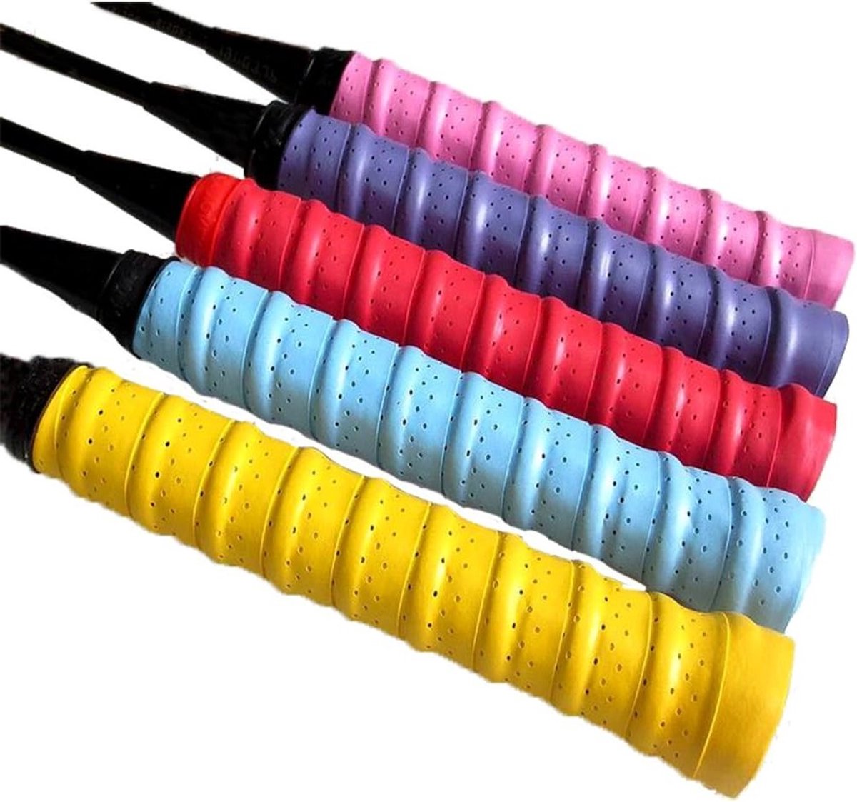 Non-slip, perforated en super absorberende tennis- en badminton overgrip, 5 stuks (kleur kan variëren)