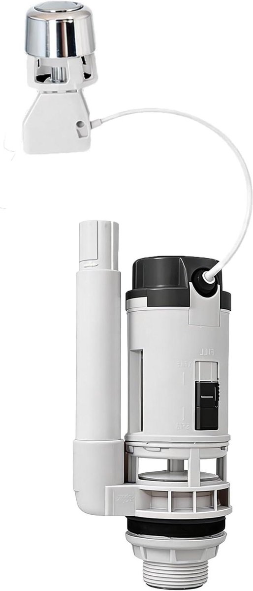 Dubbele Spoelklep - Toilet Klep - Toilet Reparatie - Lange Kabel - 550mm - Wit