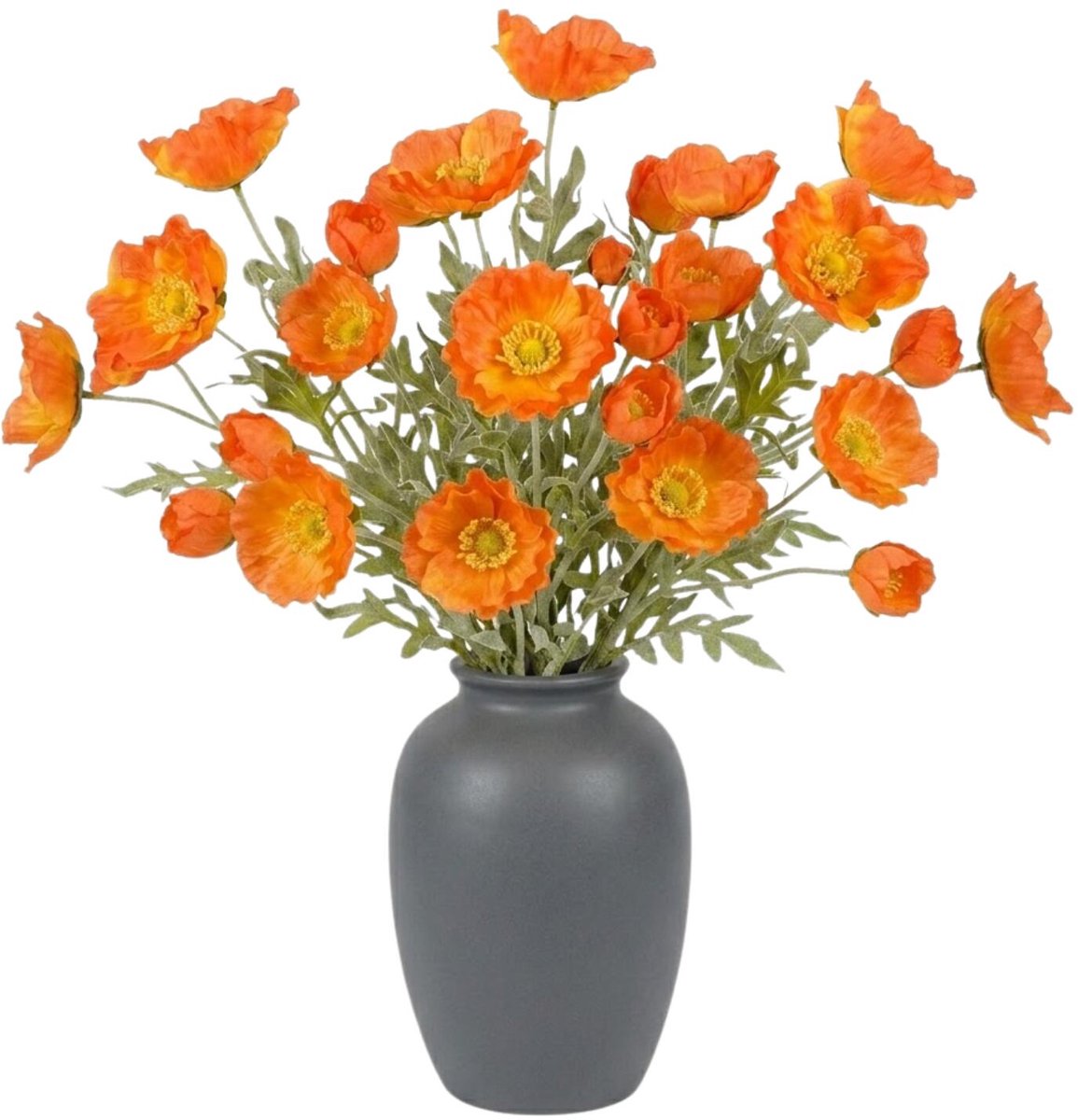 Mica Decorations Kunstbloem Klaproos Poppy - 8x - H62 cm - oranje - kunststof - stelen kunstbloemen - boeket - oranjen bloemetjes