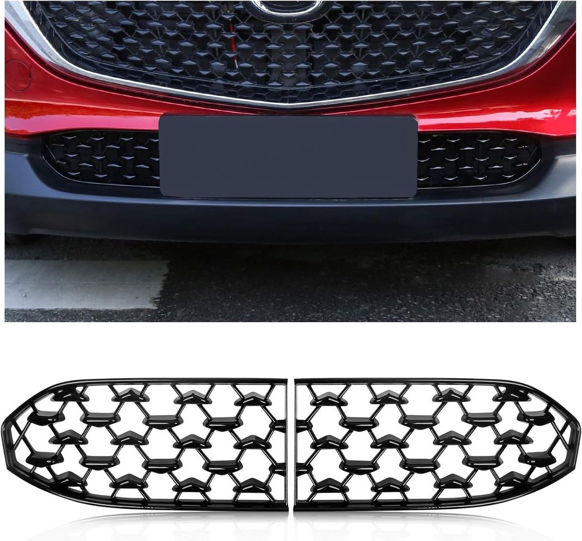 Radiator Grille Frills voor Mazda CX30 CX-30 (2019-2024) - Voorbumper Accessoires en Verfraaiing [2 Pack]
