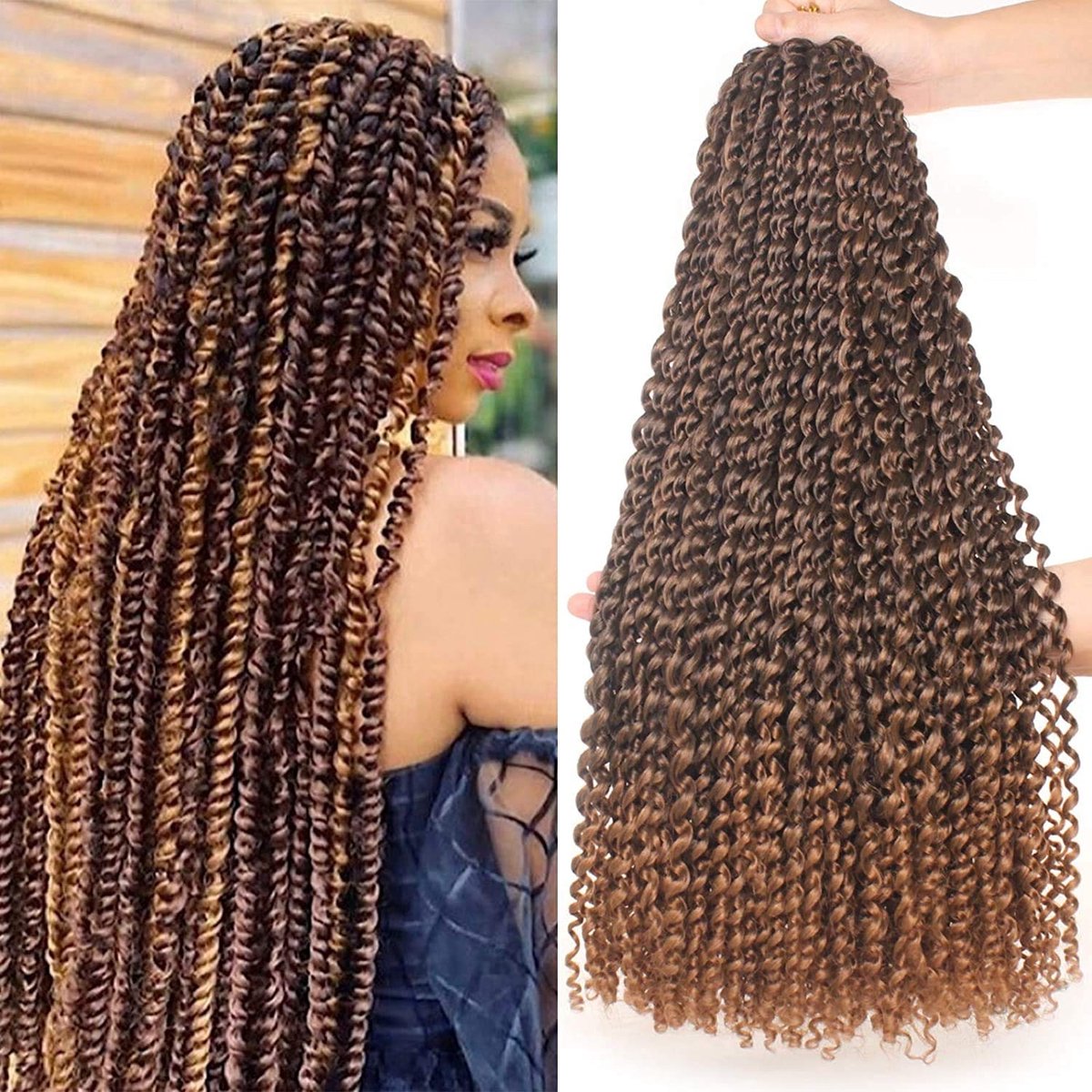 Allecto - Gehaakt Haar - Ombre Water Wave Passion Twists - 61 cm - 7 Packs Curly Passion Twist - Dames - T30#