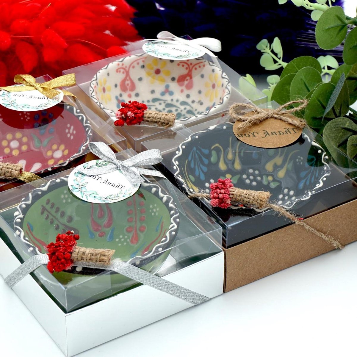 Keramische Kom Gunsten - Bruiloft Cadeautjes Gasten - Feestelijke Gunsten Uitdelen - Met Aanpasbare Tag - 9 x 4 cm
