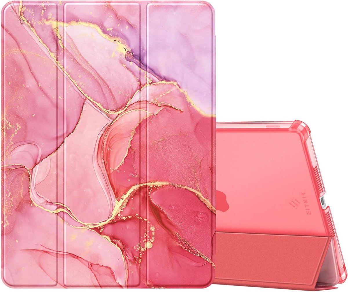 iPad Hoes 10.2 Inch - Tablet Cover Beschermhoes - Tablets Beschermen - Ingebouwde Penhouder - 10.2 Inch - Roze Marmer