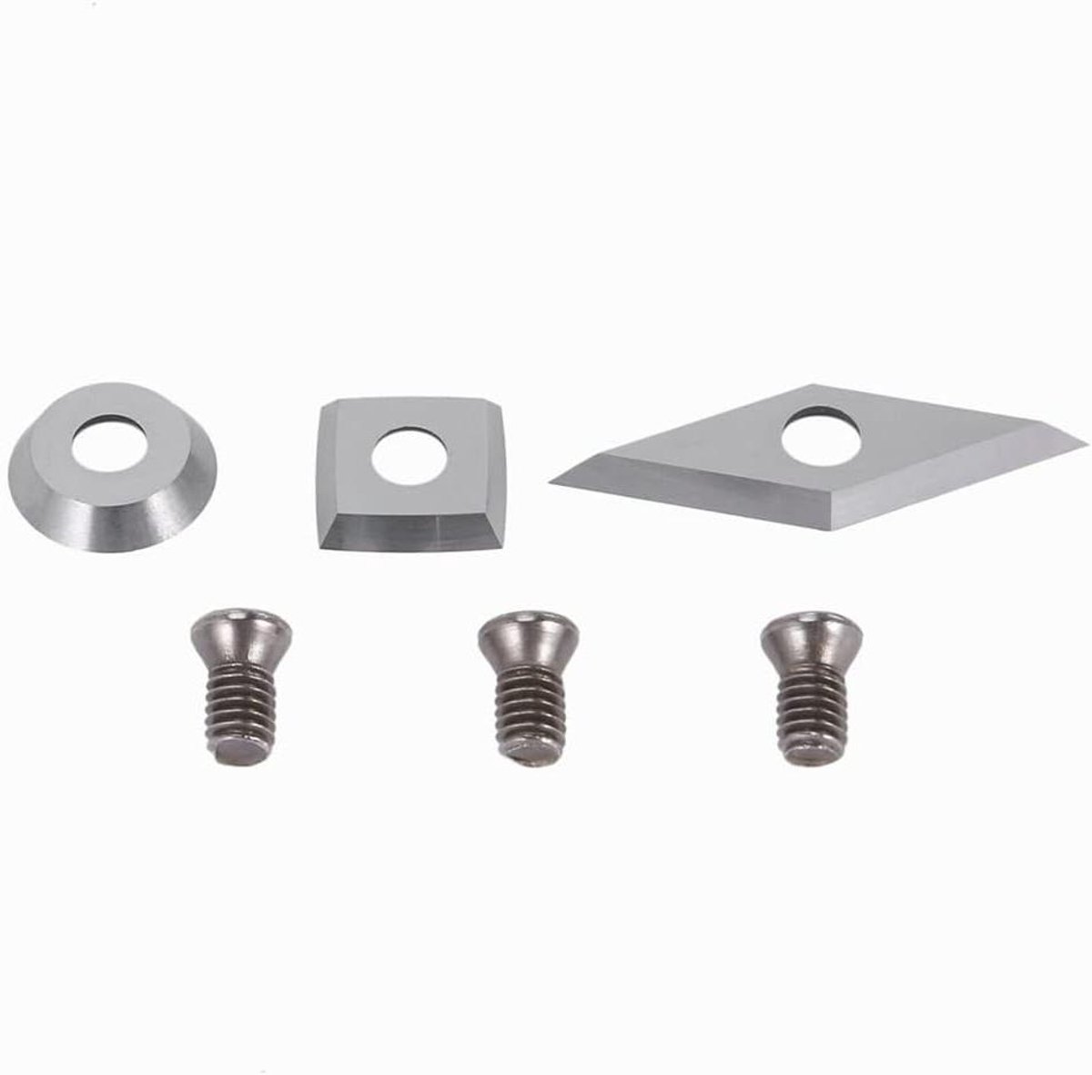 Hardmetalen Frezen Set - Houtdraaibank Inzetstukken - Houtbewerking - Verschillende Vormen - 3 Stuks - Zilver