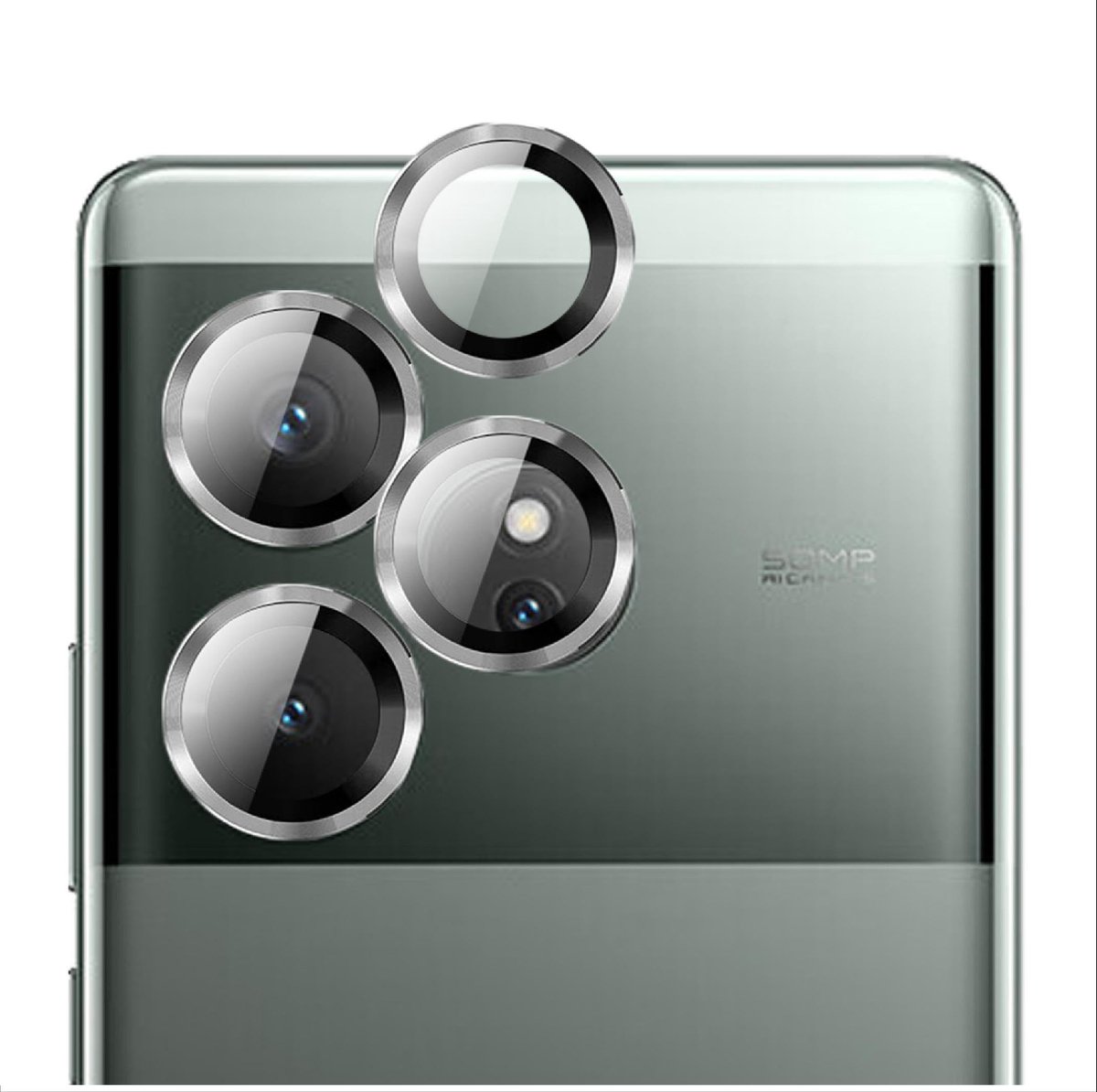 Allecto - Cameralensbeschermer - Dubbele bescherming - Zilver - Gehard glas - Compatibel met Realme GT 6 - Volledige bescherming