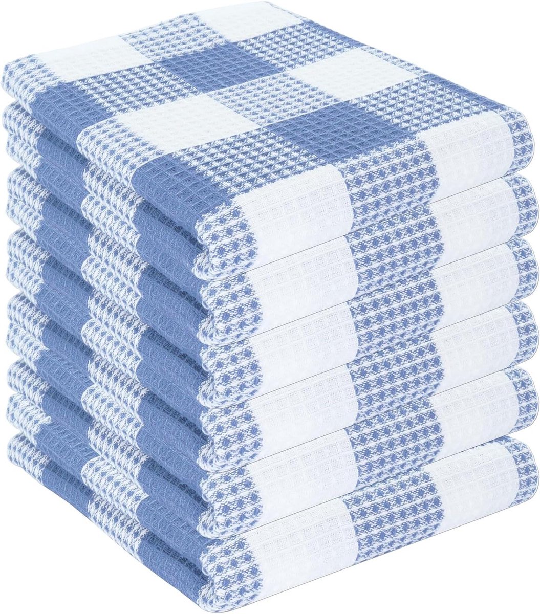 Keukendoeken Wafelweefsel - Theedoeken Absorberend - Keuken Schoonmaken - Honingraat Weefsel - 15 x 25 inch - 6 stuks - Rookgrijs Wit