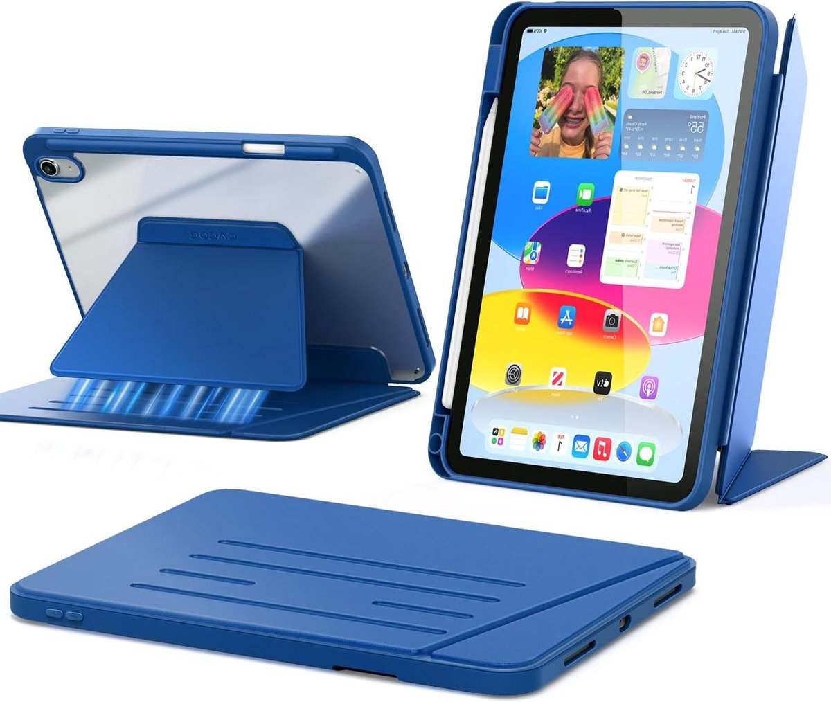 iPad Hoes - Tablet Cover - Verticaal Browsen - Magnetische Standaard - 11 inch - Zeeblauw
