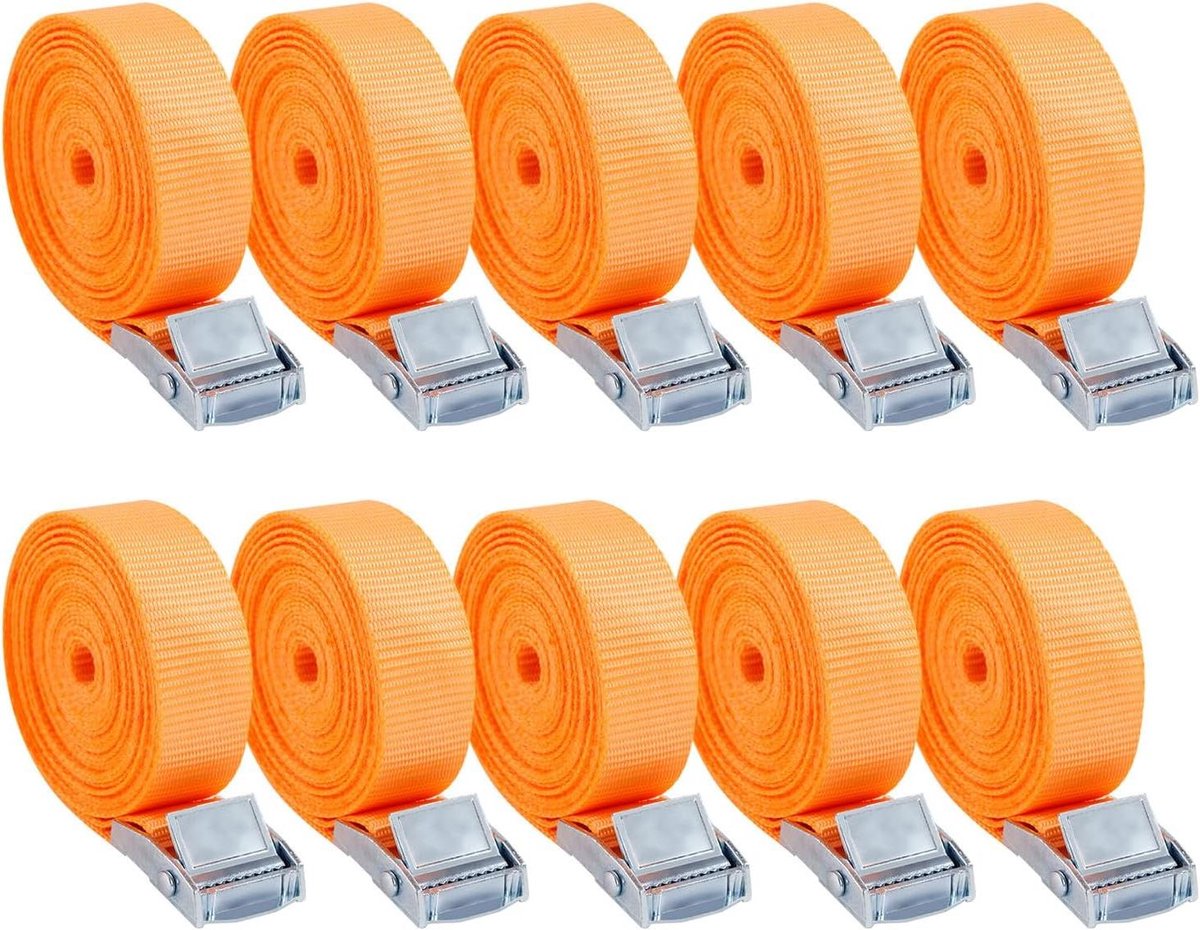 Klembanden - Instrumentenriem Spanbanden - Lading Zekeren - Conform DIN EN 12195-2 - 25 mm x 4 m - Oranje
