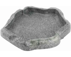 Voederbak Reptielen - Waterbak Schildpad - Voeren en drinken - Rots uiterlijk - 14 x 12 x 1.5 cm - Groen