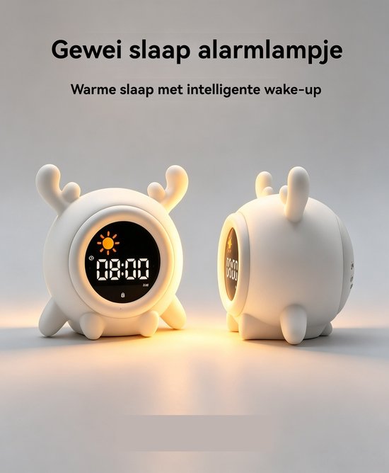 slaaptrainer - wekker voor kinderen - slaapwekker - met nachtlampje en wekkerfunctie - slaapondersteuning voor peuters en oudere kinderen - ook te gebruiken als nachtlampje voor baby’s - gaat aan met één tik van Merkloos — afbeelding 3